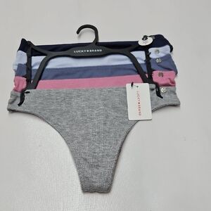 Lucky Brand Woman's Thong Set - Gray, Pink, Blue